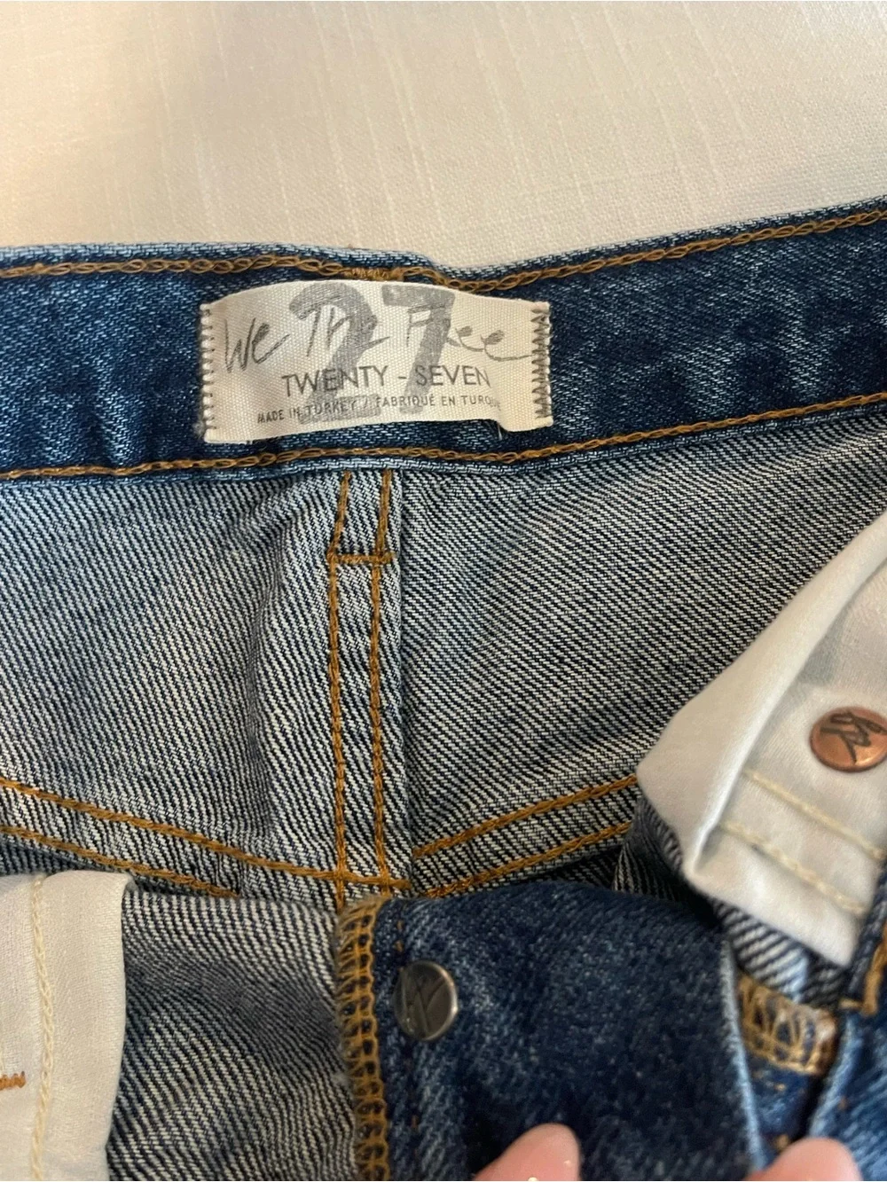 Free People Medium Blue Distressed Denim Cutoff Shorts